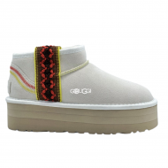 Classic Ultra Mini Braid Plat Boot White