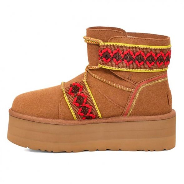 Женские угги на платформе Ugg Mini II Braid Platform - Chestnut