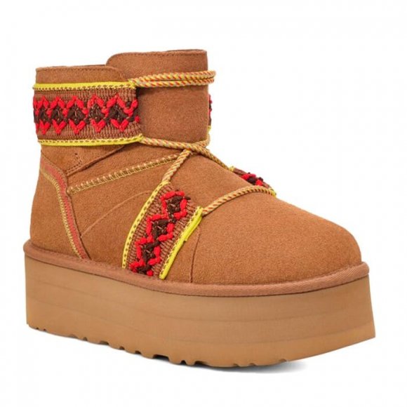 Ugg Mini II Braid Platform - Chestnut - Каштановый, 36, Замша