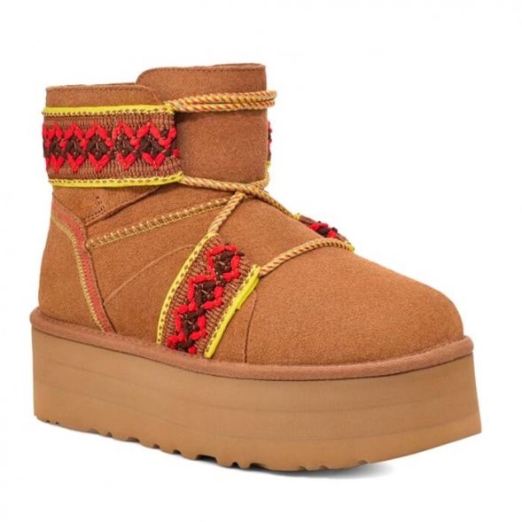 Женские угги на платформе Ugg Mini II Braid Platform - Chestnut