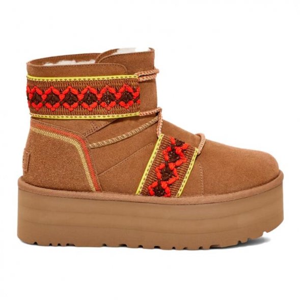 Женские угги на платформе Ugg Mini II Braid Platform - Chestnut