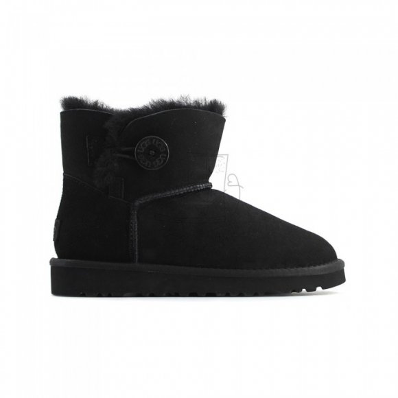 Женские мини угги с пуговицей и пропиткой Ugg Mini Bailey Button II Boot - Black Женские мини угги с пуговицей и пропиткой Ugg Mini Bailey Button II Boot - Black