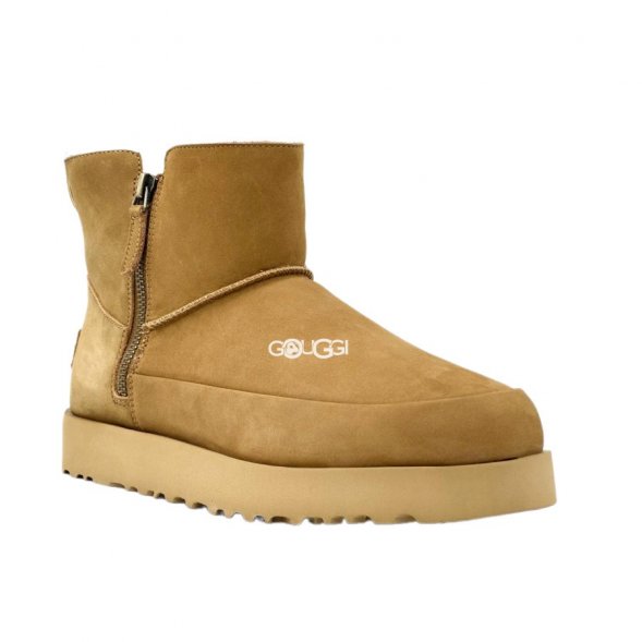 Classic Zip Mini Suede Boot Chestnut