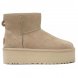 Женские мини угги на платформе Ugg Mini Platform Boot - Sand
