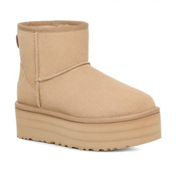 Женские мини угги на платформе Ugg Mini Platform Boot - Sand