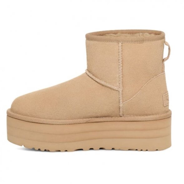 Женские мини угги на платформе Ugg Mini Platform Boot - Sand