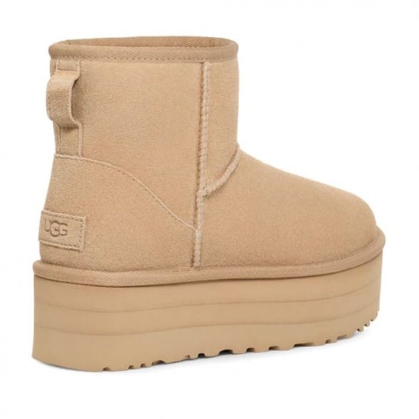 Женские мини угги на платформе Ugg Mini Platform Boot - Sand
