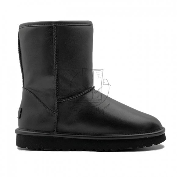 Женские короткие угги Ugg Classic Short Leather - Black Женские короткие угги Ugg Classic Short Leather - Black