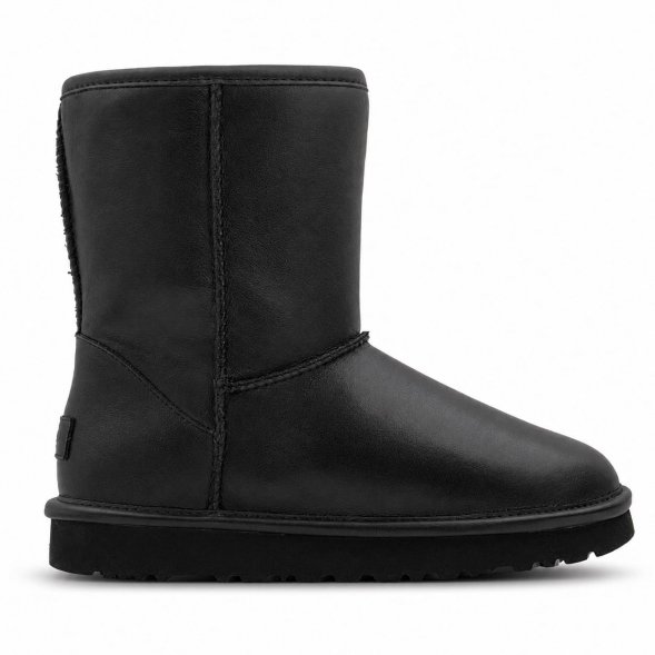 Женские короткие угги Ugg Classic Short Leather - Black
