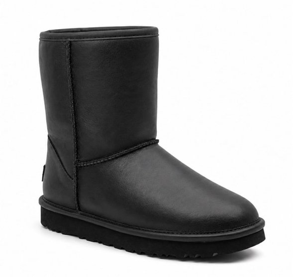 Женские короткие угги Ugg Classic Short Leather - Black