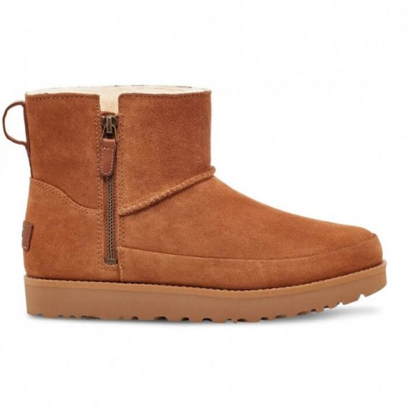 Женские мини угги на молнии Ugg Zip Mini Boots - Chestnut