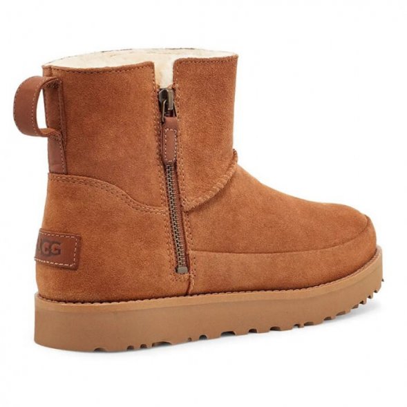 Женские мини угги на молнии Ugg Zip Mini Boots - Chestnut