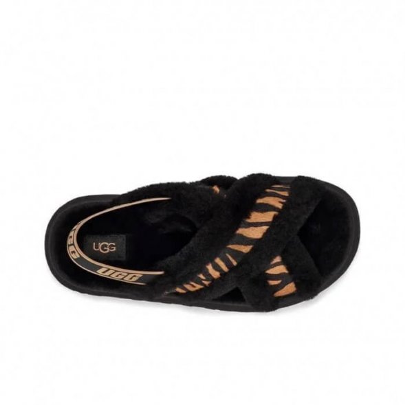 Ugg Disco Cross Slide Sandal - Tiger Print - черный, 35, Натуральная овчина