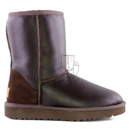 Женские обливные короткие угги Ugg Classic Short Metallic Chocolate