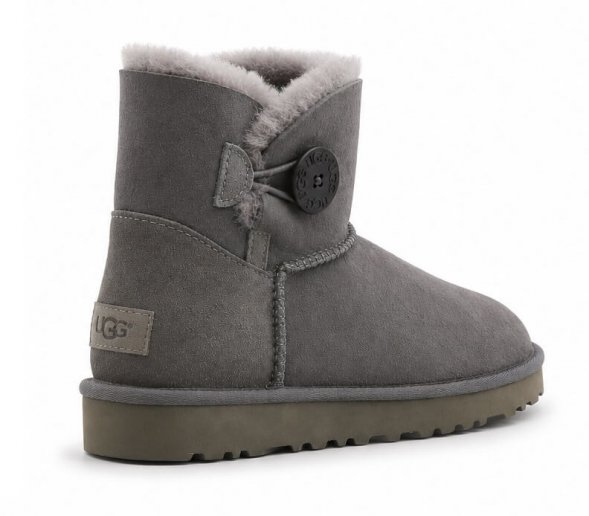 Ugg Mini Bailey Button II Boot - Grey - серый, 37, Замша
