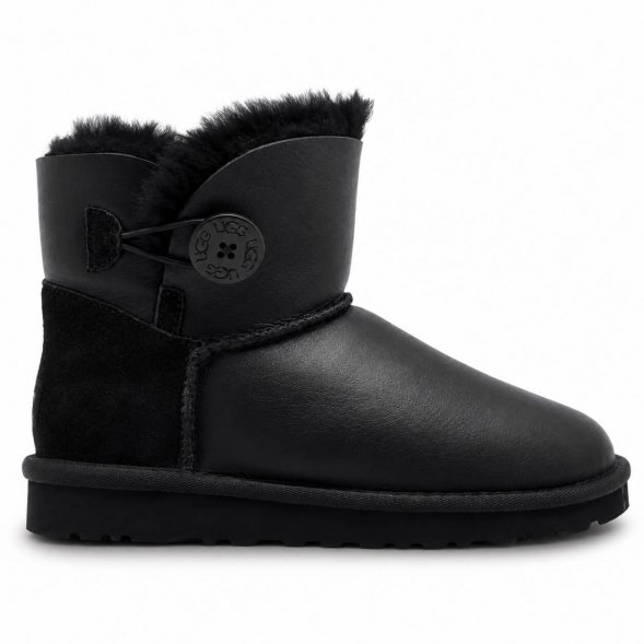 Ugg Mini Bailey Button Metallic Black - черный, 40, Обливные