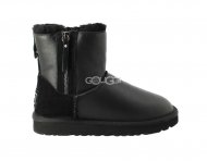 Mini Double Zip Metallic Black