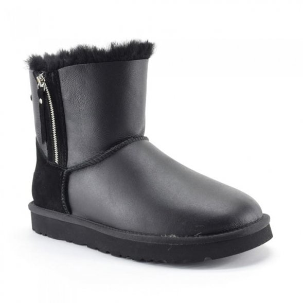 Мужские мини угги на молнии Ugg Classic Mini Men's Double ZIP Metallic - Black