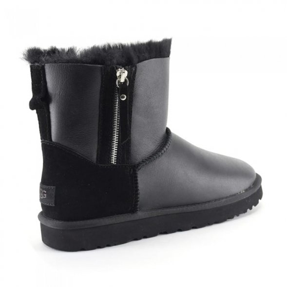 Мужские мини угги на молнии Ugg Classic Mini Men's Double ZIP Metallic - Black