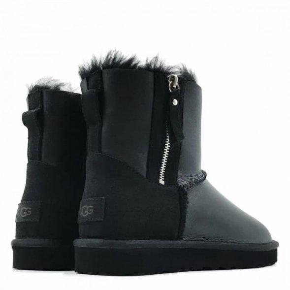 Мужские мини угги на молнии Ugg Classic Mini Men's Double ZIP Metallic - Black