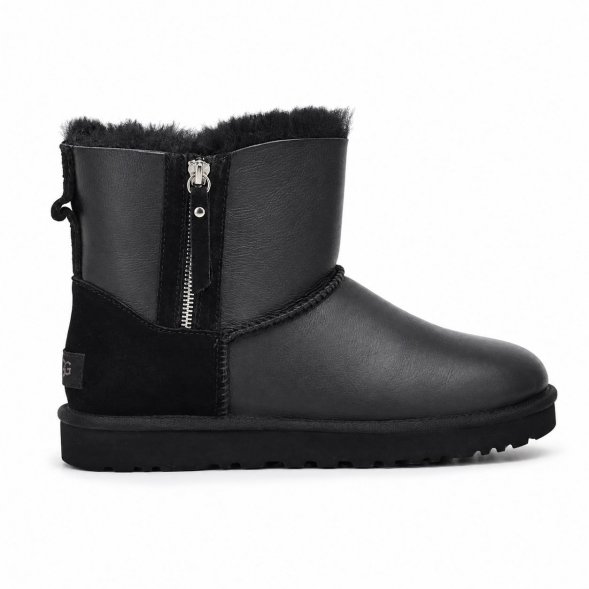 Мужские мини угги на молнии Ugg Classic Mini Men's Double ZIP Metallic - Black