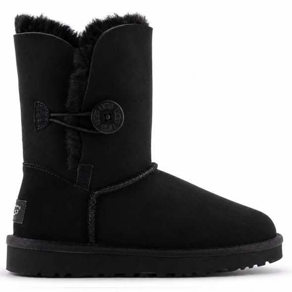 Женские короткие угги с пуговицей и пропиткой Ugg Bailey Button II Boot - Black