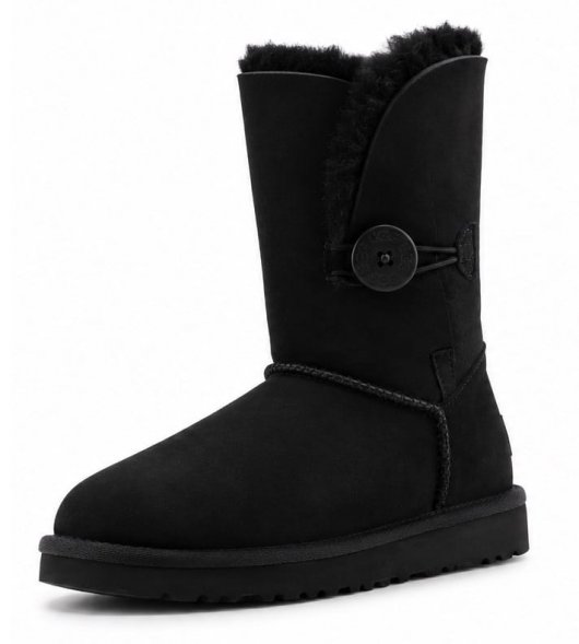 Женские короткие угги с пуговицей и пропиткой Ugg Bailey Button II Boot - Black