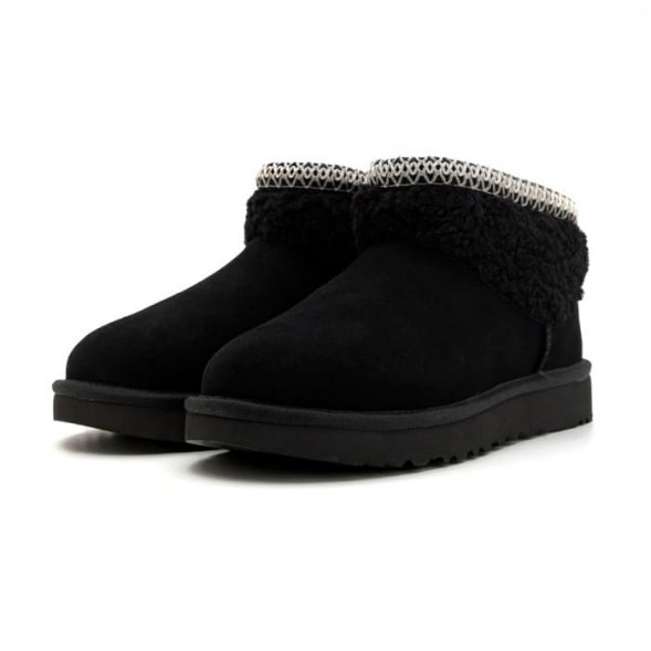 Женские ультра мини угги Ugg Ultra Mini Maxi Curly Boot - Black