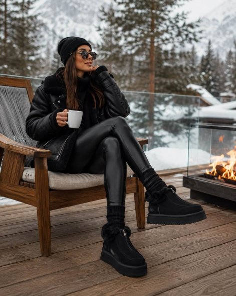 Ugg Funkette Platform Boots - Black - черный, 37, Замша