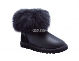 Mini Fox Fur Metallic Black