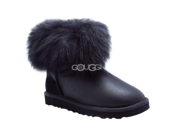 Mini Fox Fur Metallic Black