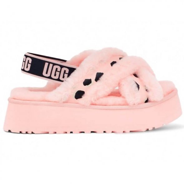 Ugg Disco Cross Slide Animalia - Pink Scallop - Розовый, 35, Натуральная овчина