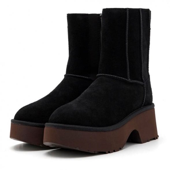 Женские ботинки на платформе Ugg Classic Twin Seam New Heights - Black