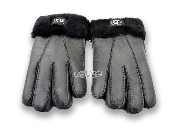 меховые перчатки мужские Leather Black