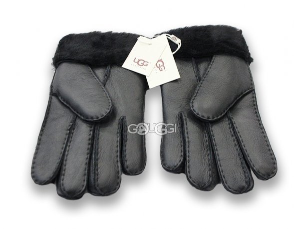 меховые перчатки мужские Leather Black