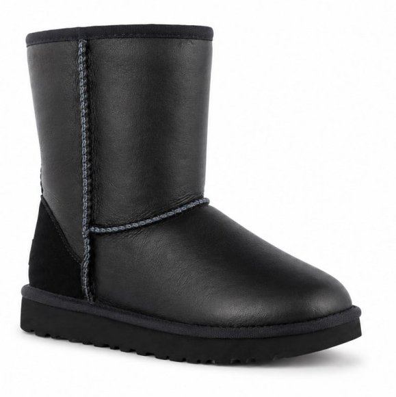 Женские обливные короткие угги Ugg Classic Short Metallic Black