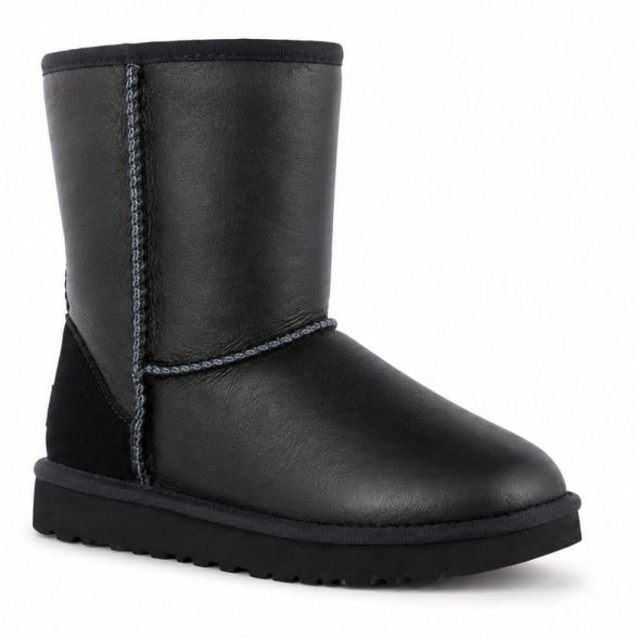 Женские обливные короткие угги Ugg Classic Short Metallic Black