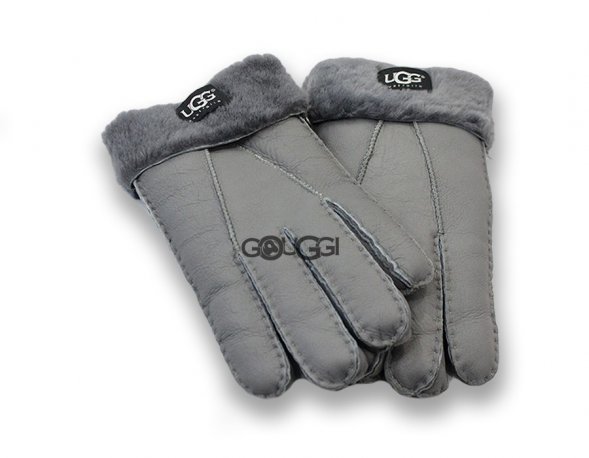 меховые перчатки мужские Leather Grey