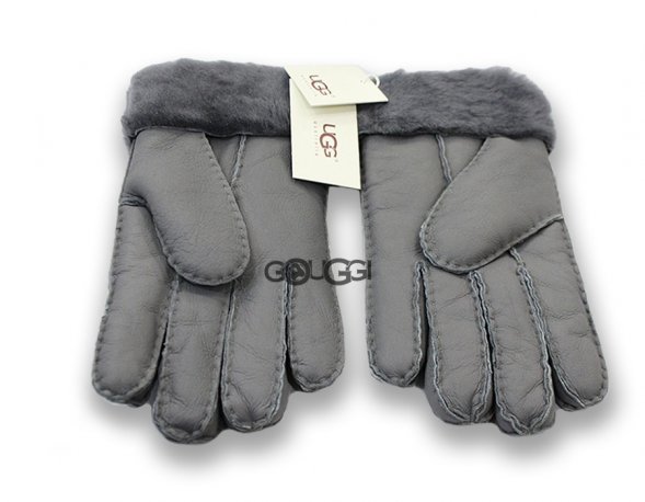 меховые перчатки мужские Leather Grey