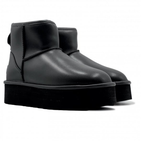 Ugg Mini Platform Boot - Ultra Matte Black - черный, 35, кожа