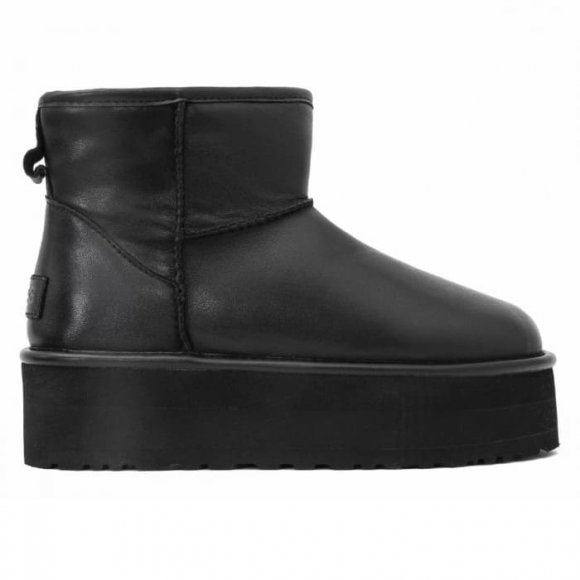 Ugg Mini Platform Boot - Ultra Matte Black - черный, 36, кожа