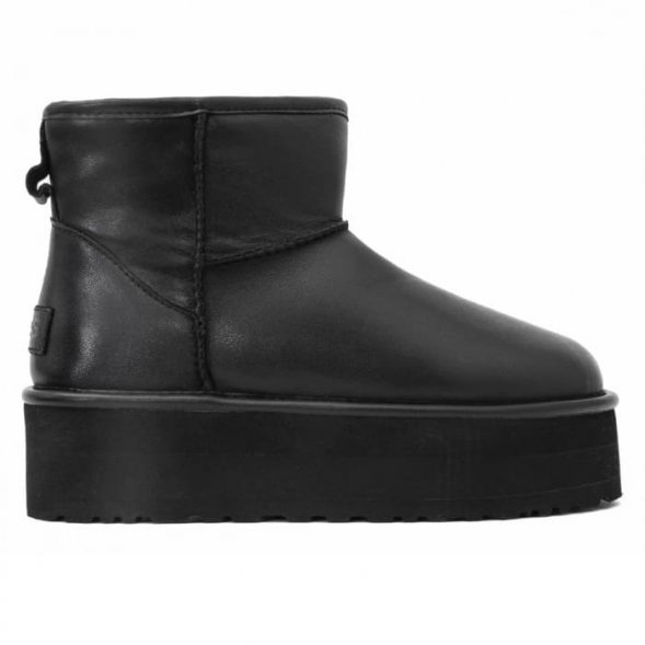 Ugg Mini Platform Boot - Ultra Matte Black - черный, 35, кожа