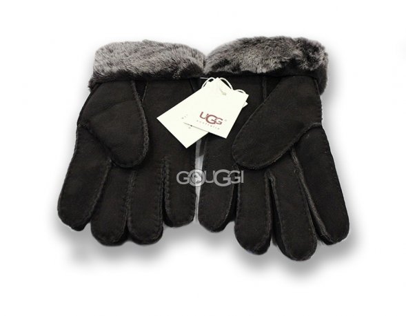 Меховые перчатки мужские Suede Black