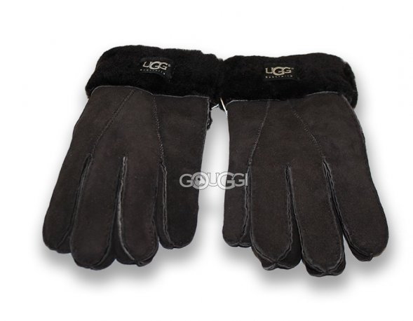 Меховые перчатки мужские Suede Black-1