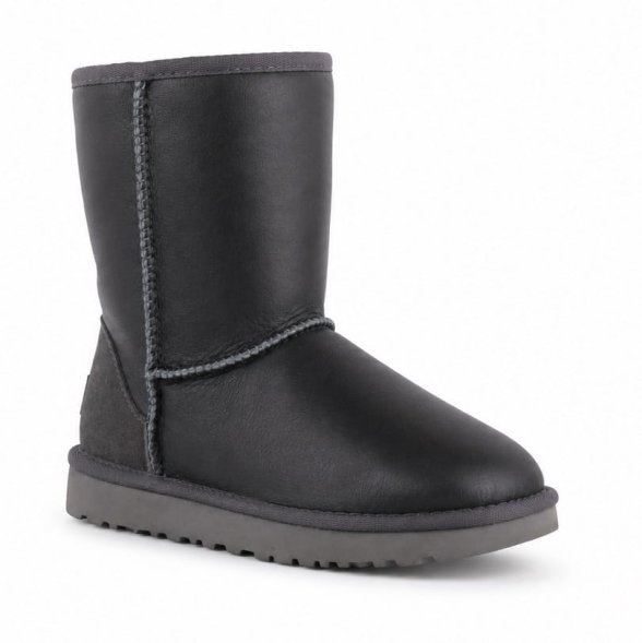 Женские обливные короткие угги Ugg Classic Short Metallic Grey