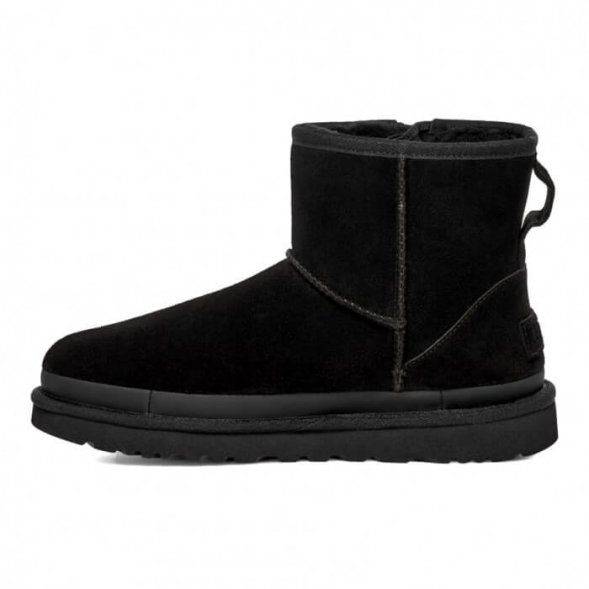 Женские мини угги на молнии Ugg Mini Zipper Tape Logo - Black