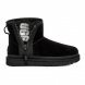 Женские мини угги на молнии Ugg Mini Zipper Tape Logo - Black