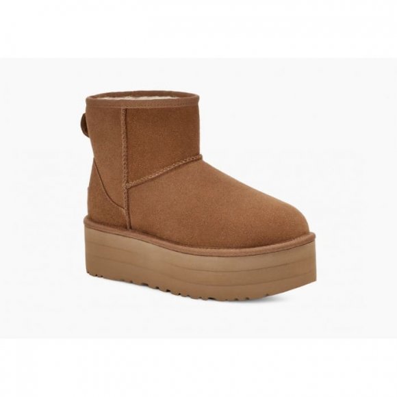 Женские мини угги на платформе Ugg Mini Platform Boot - Chestnut Женские мини угги на платформе Ugg Mini Platform Boot - Chestnut