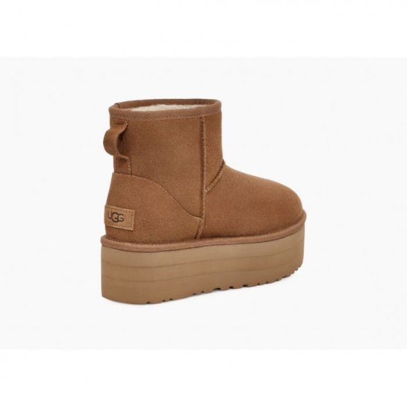 Женские мини угги на платформе Ugg Mini Platform Boot - Chestnut