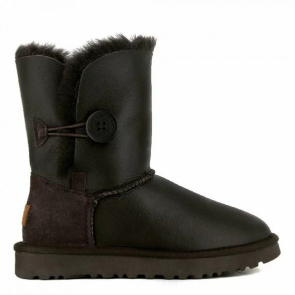 Женские обливные короткие угги с пуговицей Ugg Bailey Button Metallic Chocolate